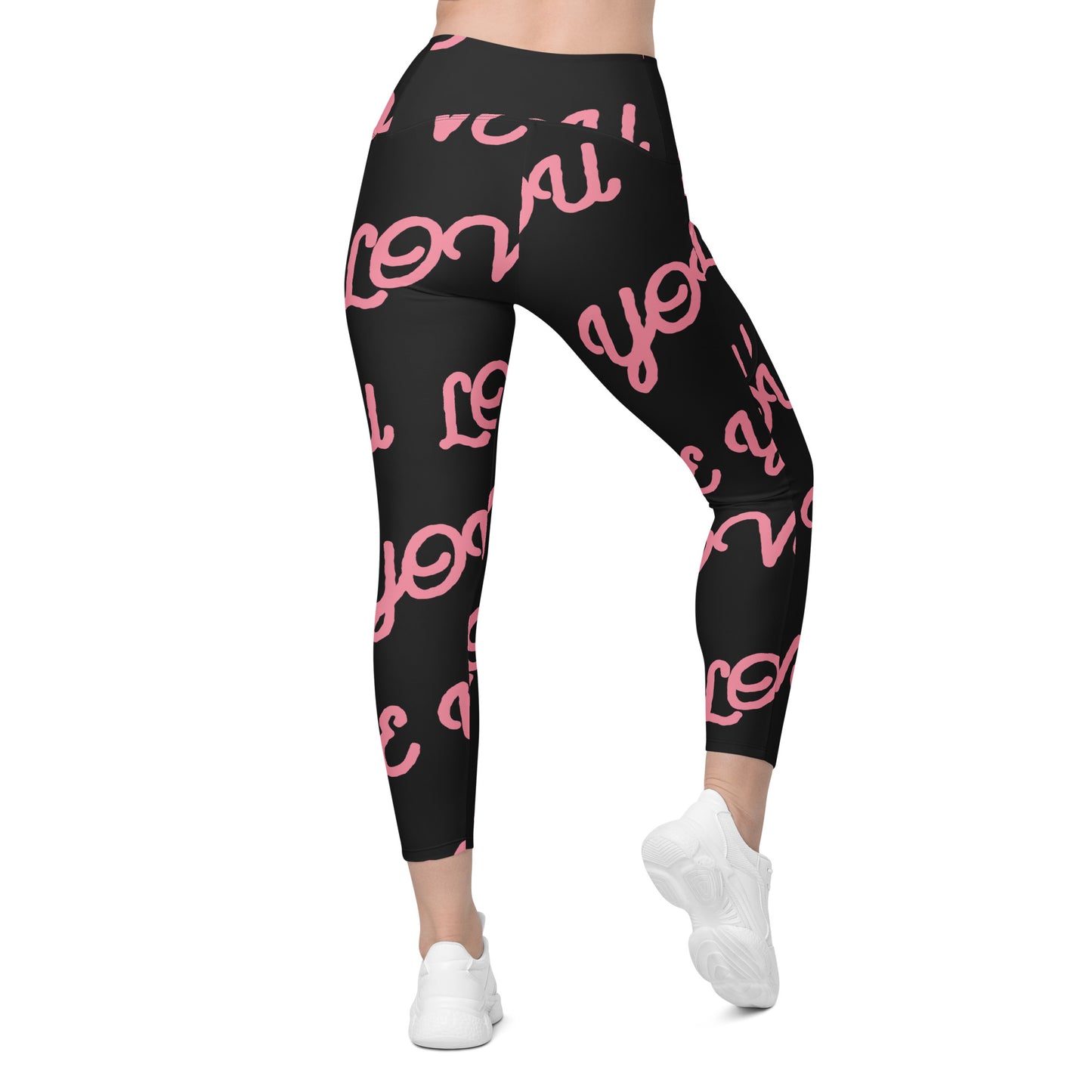 Love You Women's Recycled Crossover Leggings With Pockets - FLAKOUT