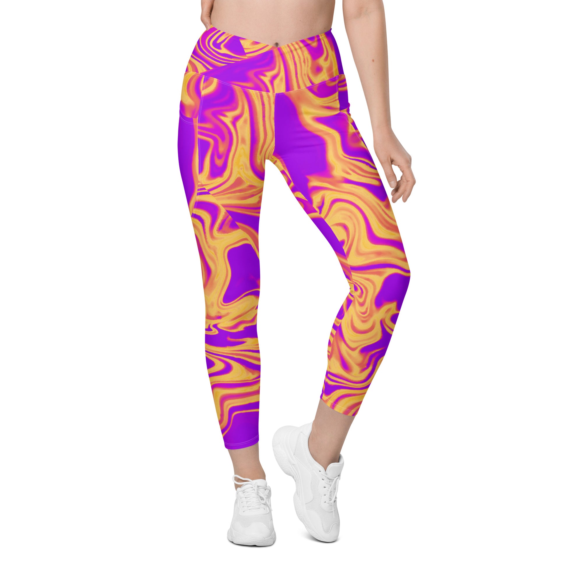 Cosmic Flow Women's Recycled Crossover Leggings With Pockets - FLAKOUT