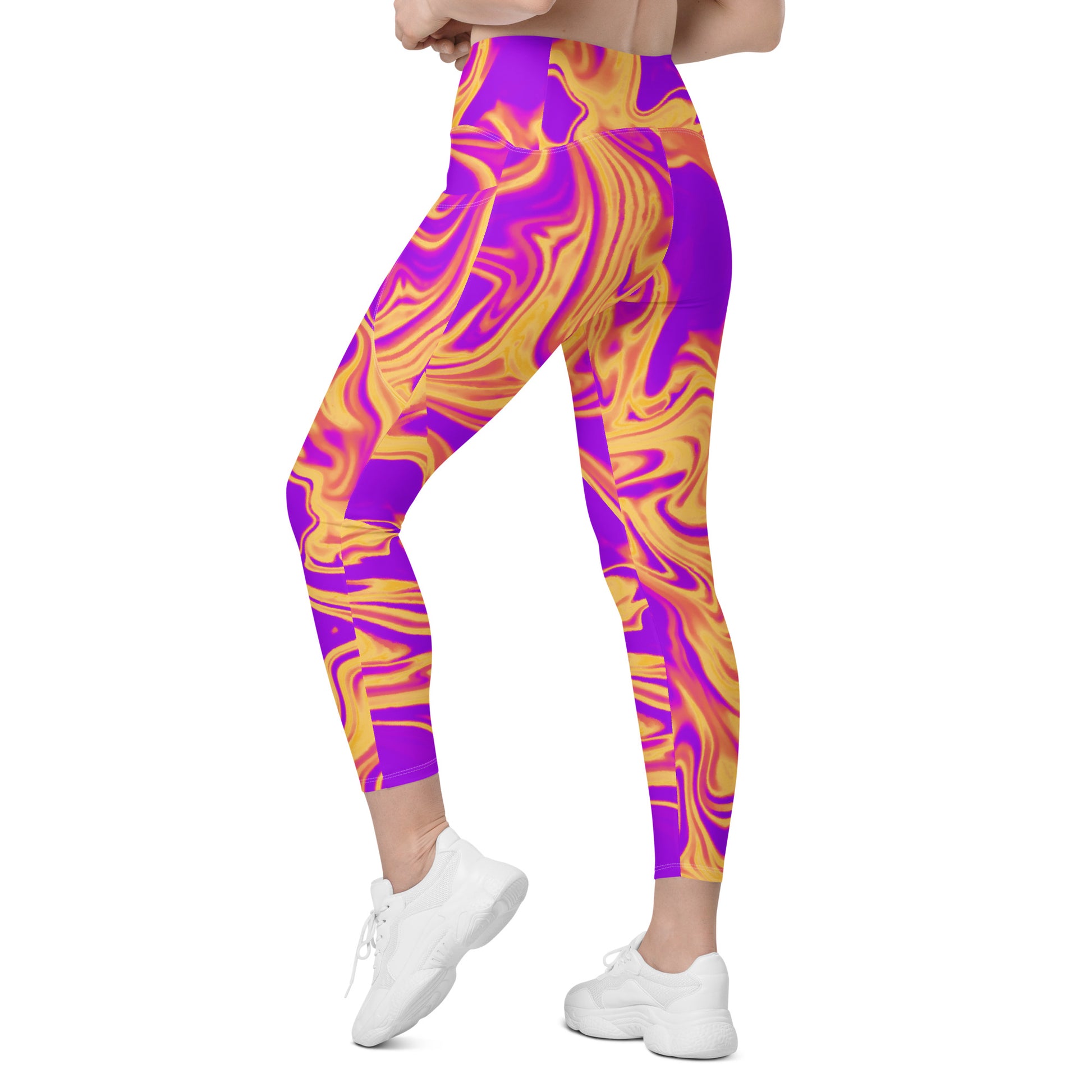 Cosmic Flow Women's Recycled Crossover Leggings With Pockets - FLAKOUT