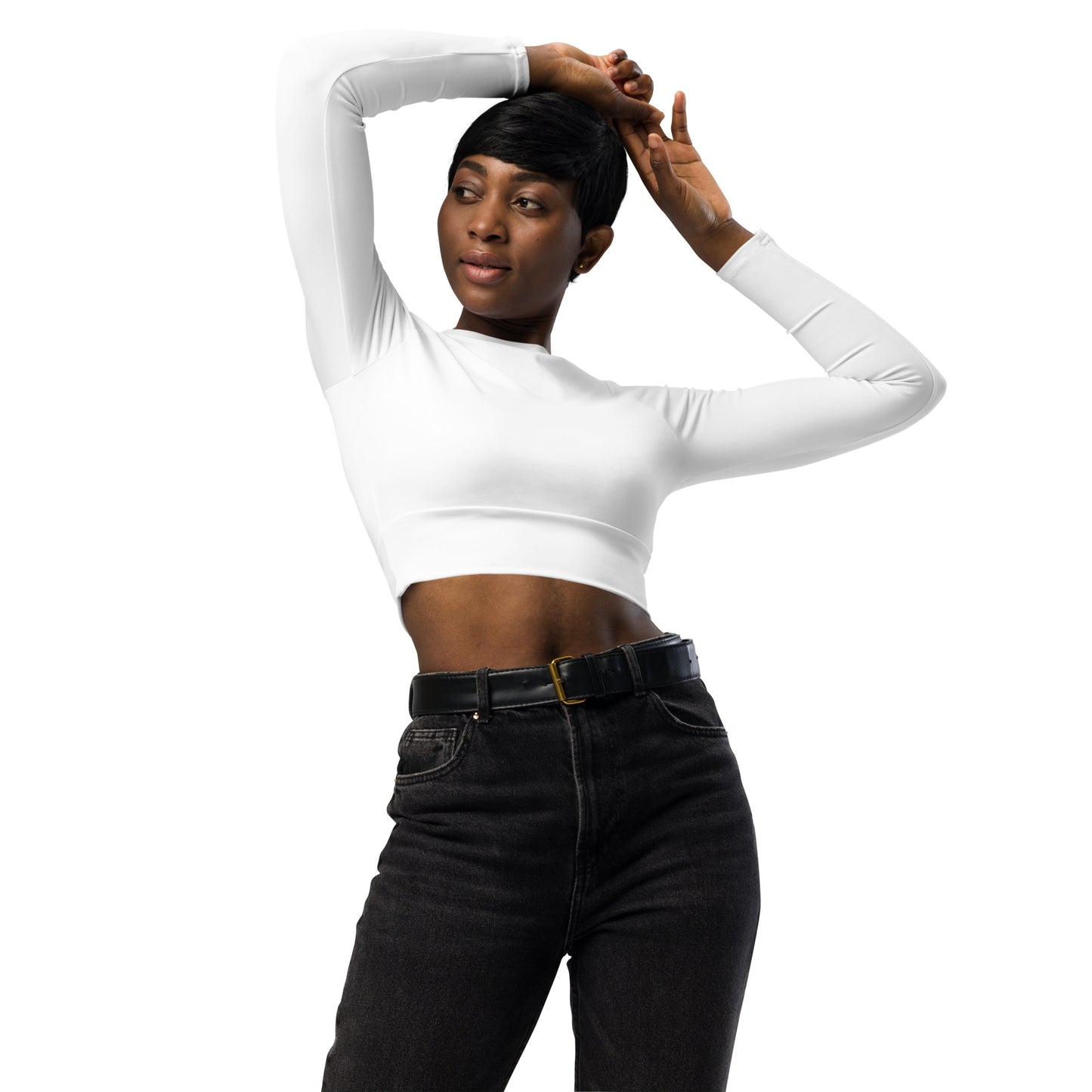 Women's Recycled Long-sleeve Crop Top - White