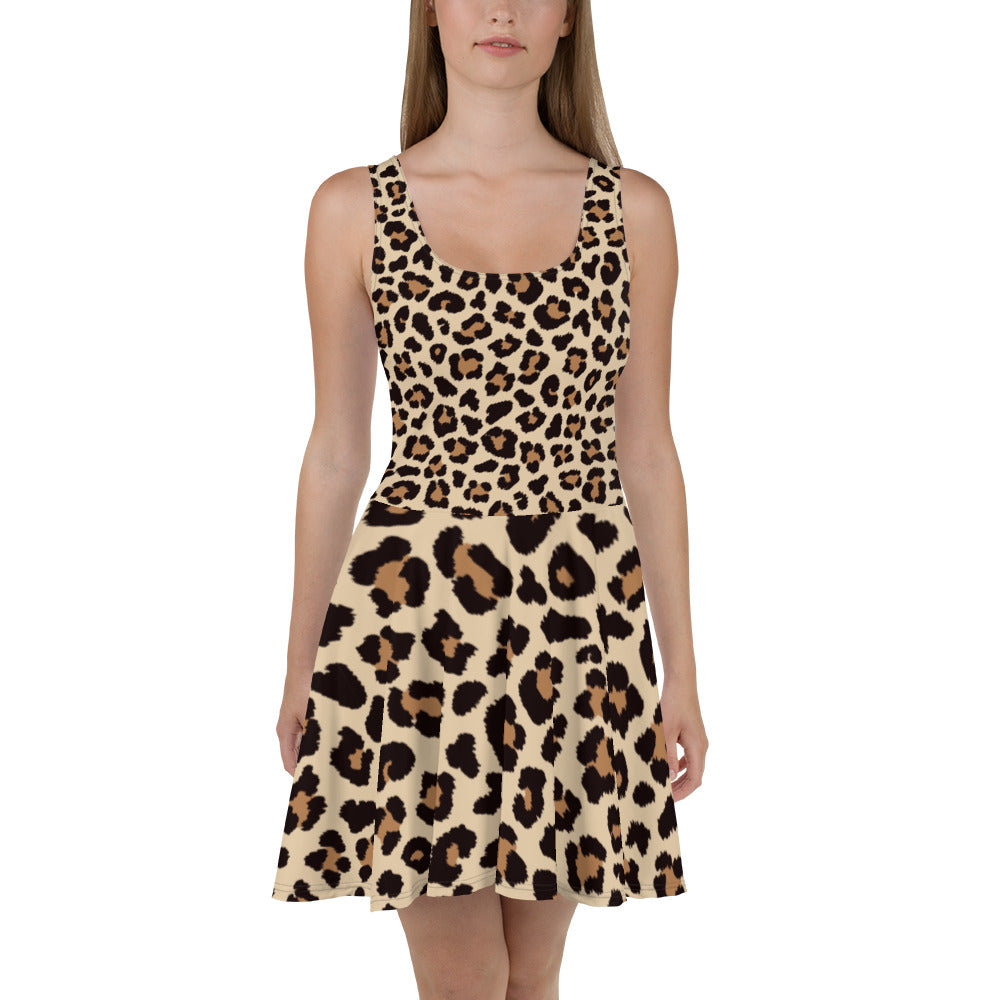 Leopar Chic Feline Women's Skater Dress - FLAKOUT