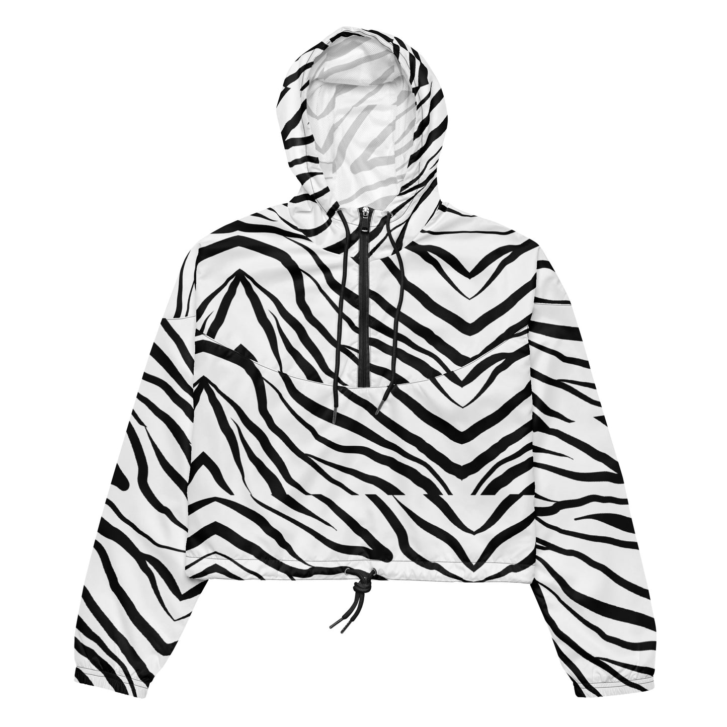 Striped Zebra Vibrance Women’s Cropped Windbreaker - FLAKOUT