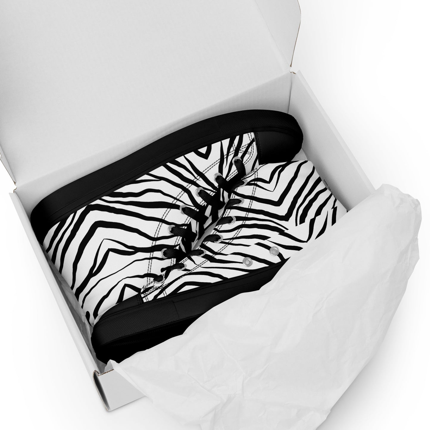 Striped Zebra Vibrance Men’s High Top Canvas Shoes - FLAKOUT