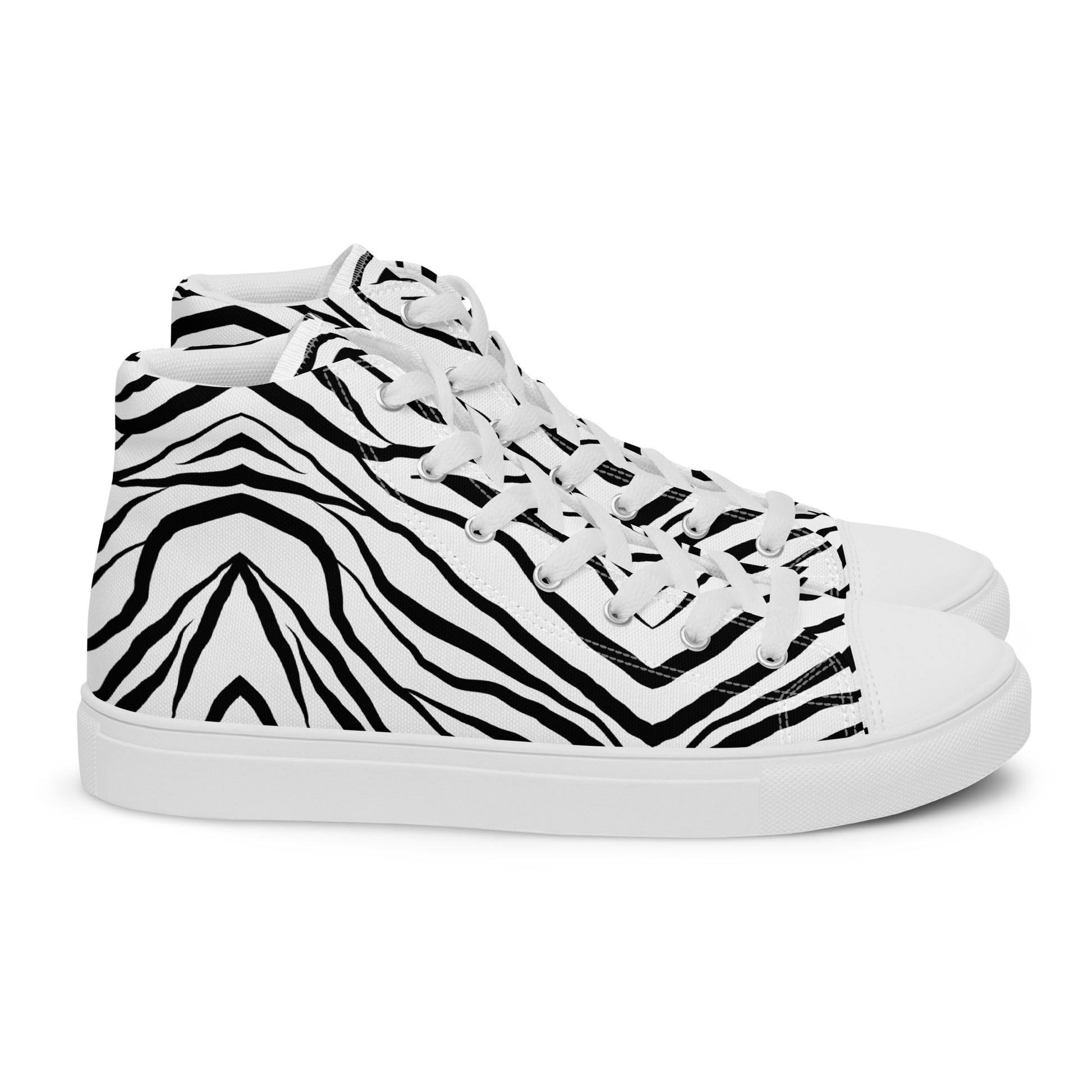 Striped Zebra Vibrance Men’s High Top Canvas Shoes - FLAKOUT