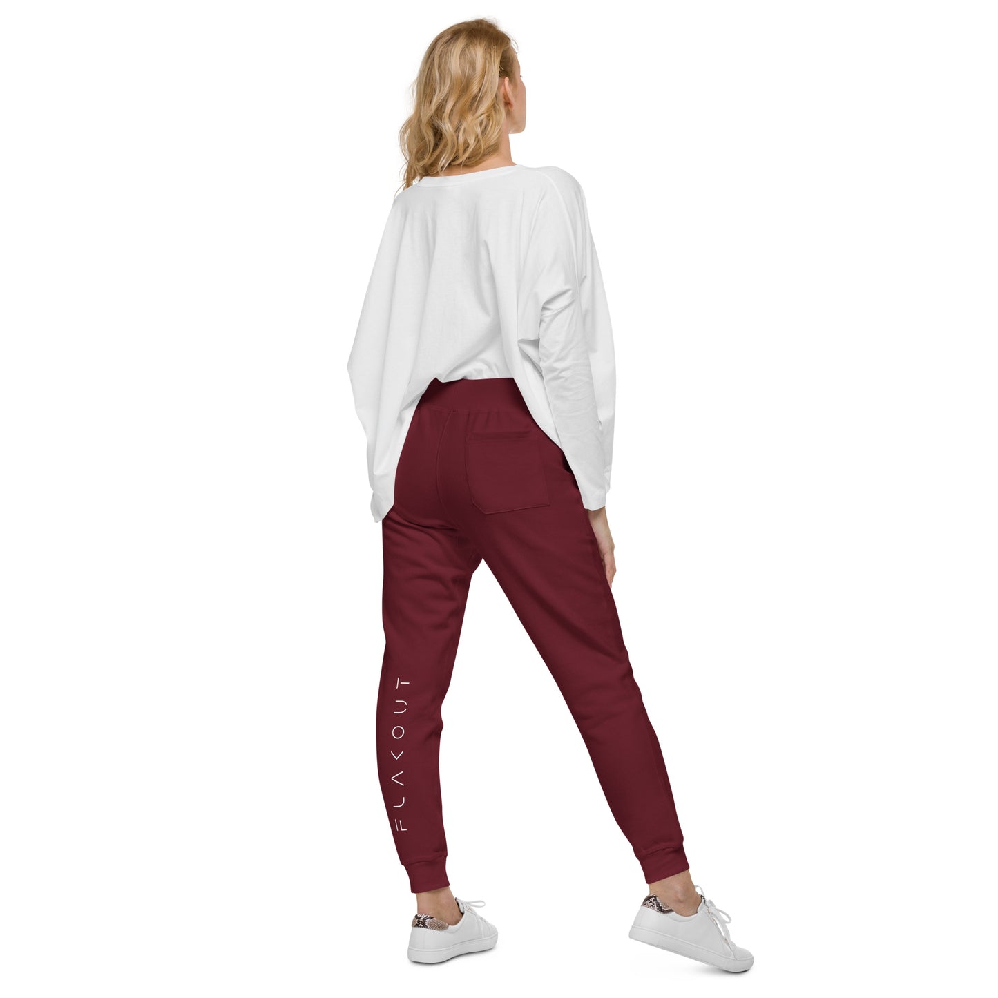 FLAKOUT Logo Back Leg Unisex Fleece Sweatpants - Maroon - FLAKOUT