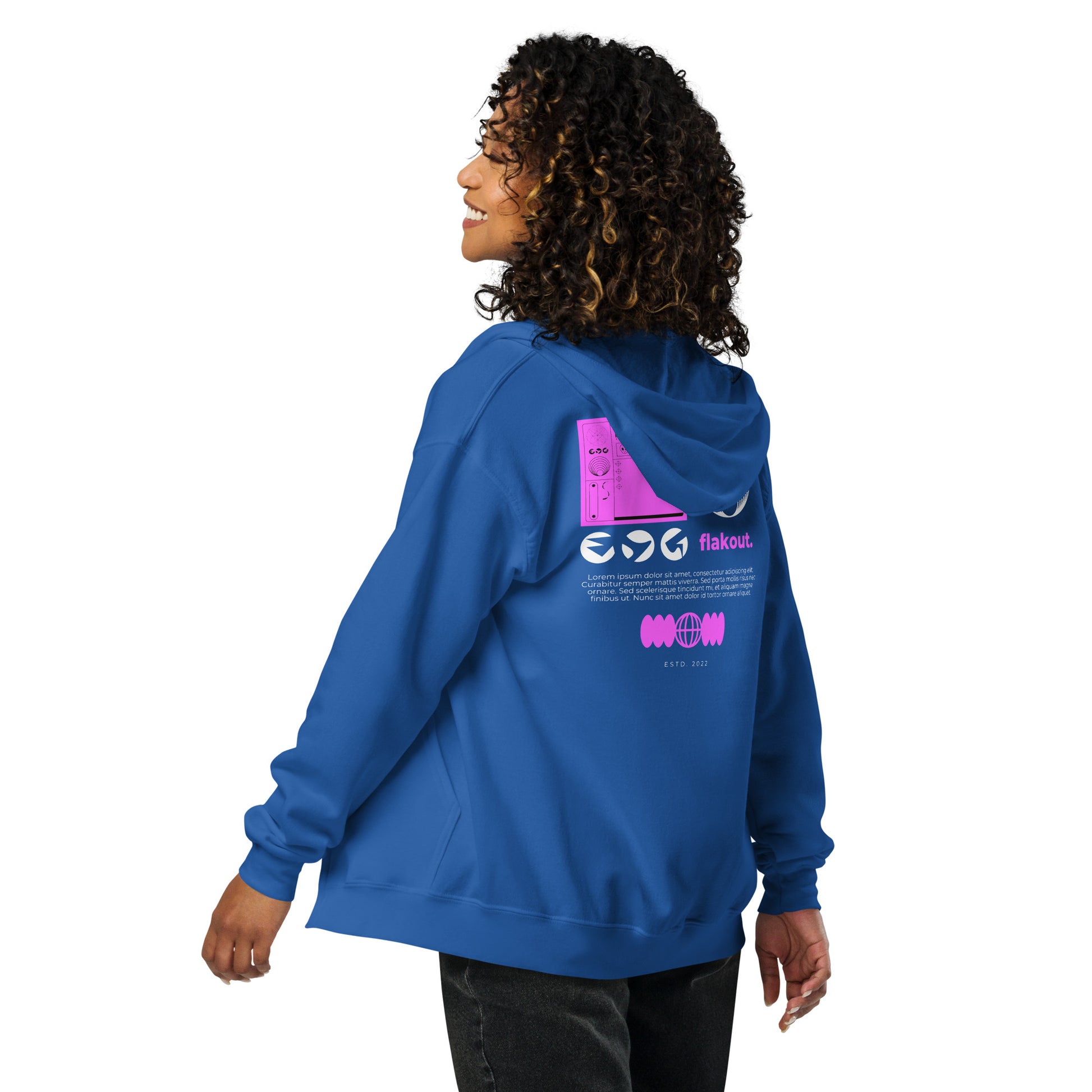 Flakout. Heavy Harmony Fusion Zip Hoodie - Royal - FLAKOUT