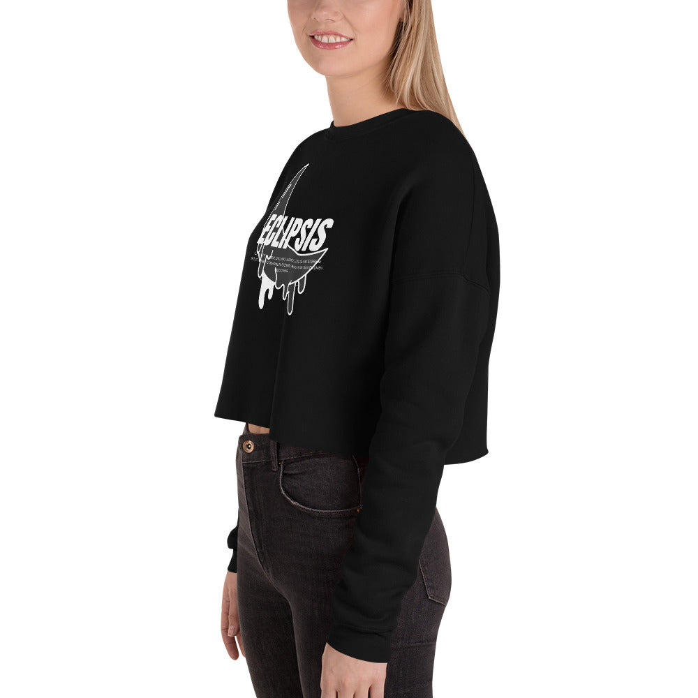 Lunar Eclipsis Women's Crop Sweatshirt - Black - FLAKOUT