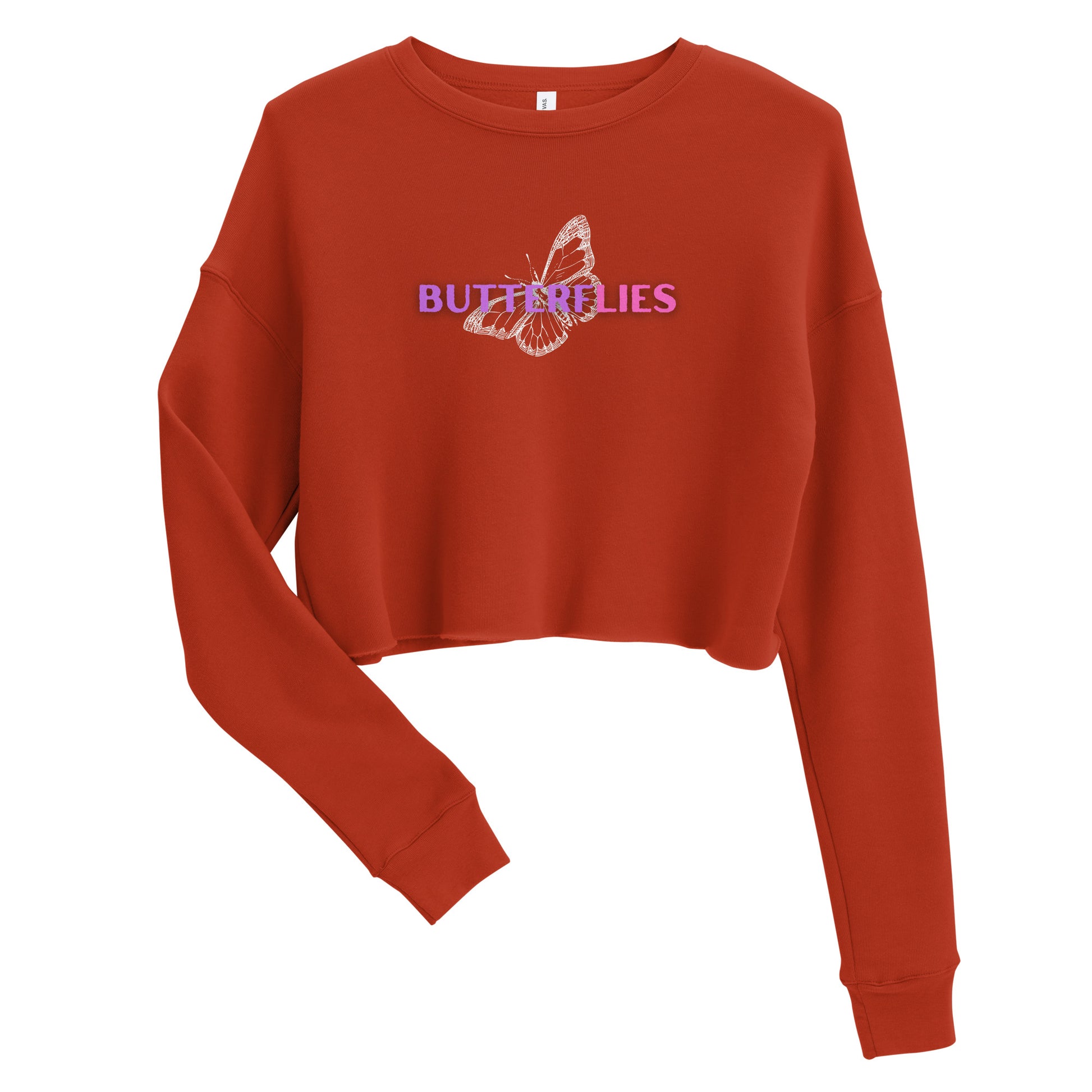 Whispers Of Wings Butterflies Women's Crop Sweatshirt - Brick - FLAKOUT