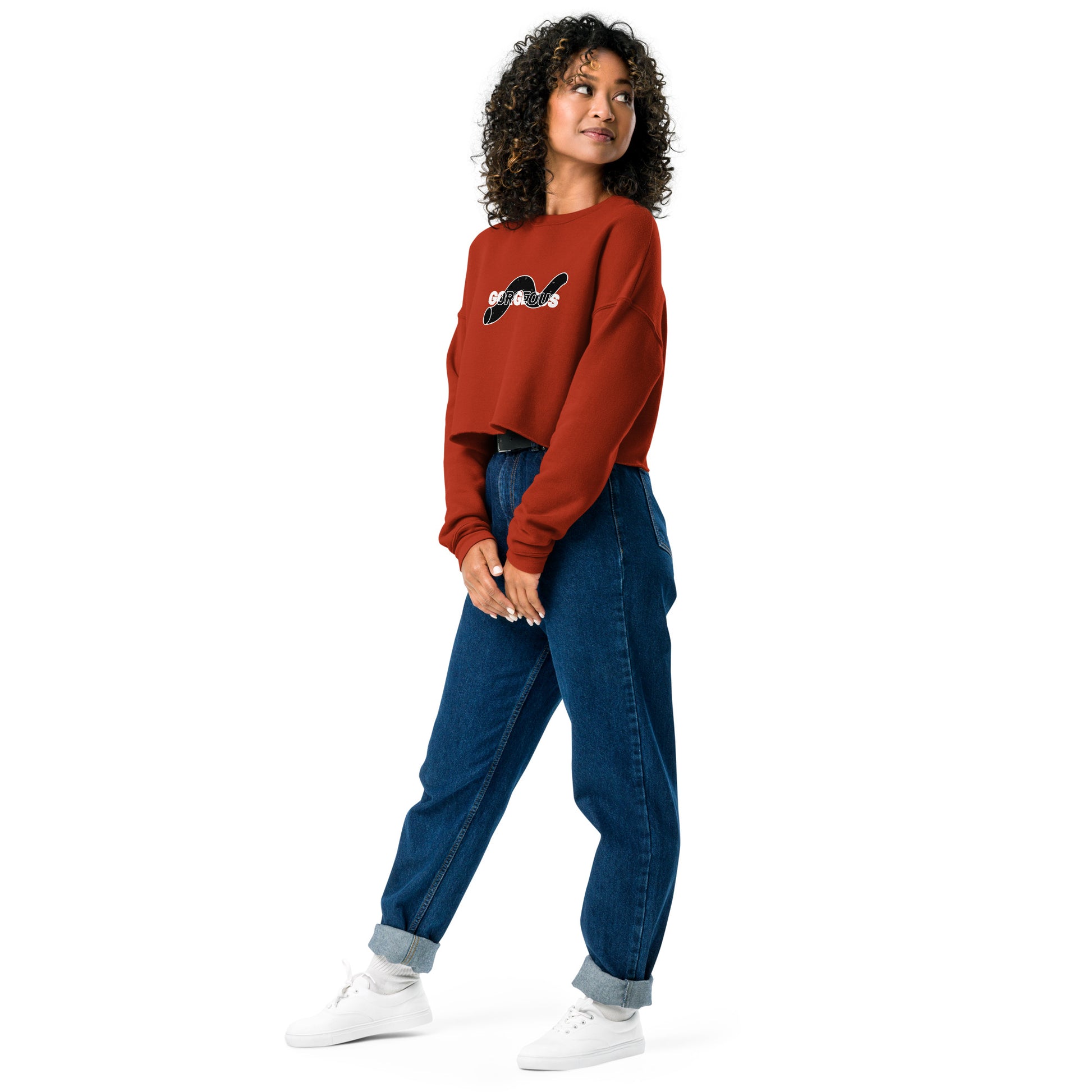 Gorgeous Opullent Allure Women's Crop Sweatshirt - Brick - FLAKOUT