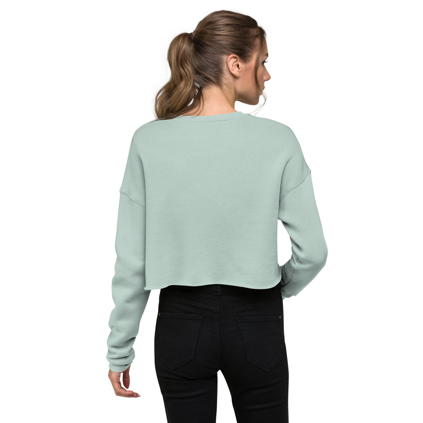 Queenly Girl Power Rebellion Women's Crop Sweatshirt - Dusty Blue - FLAKOUT