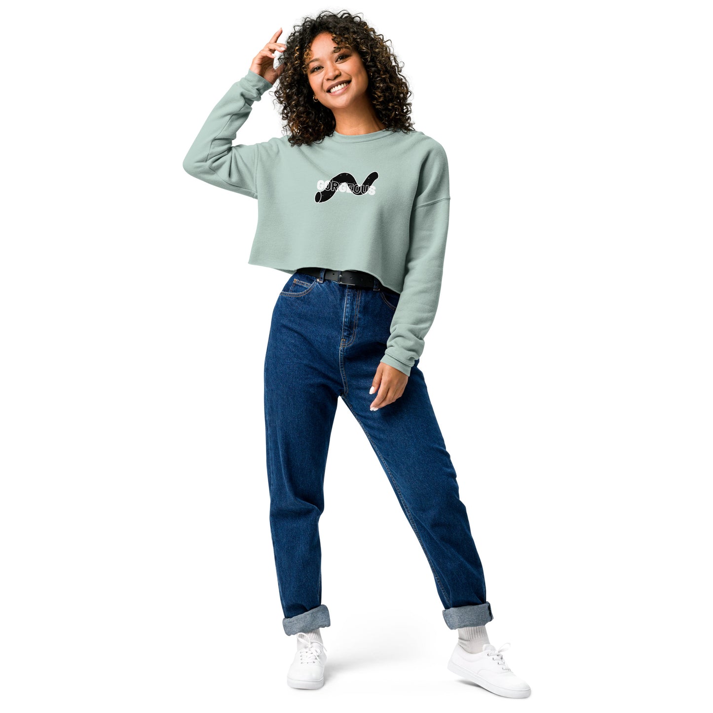 Gorgeous Opullent Allure Women's Crop Sweatshirt - Dusty Blue - FLAKOUT