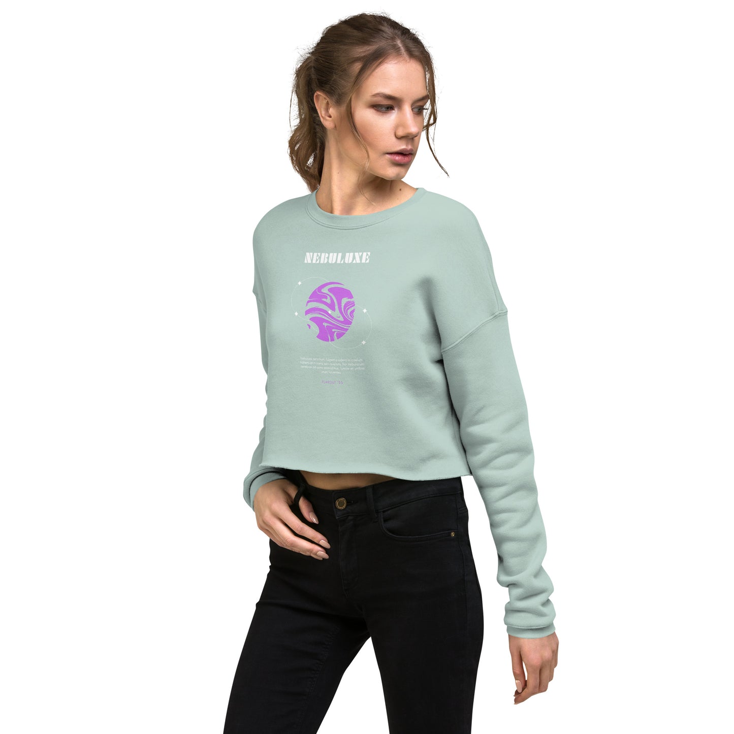 Nebuluxe Brilliance Women's Crop Sweatshirt - Dusty Blue - FLAKOUT