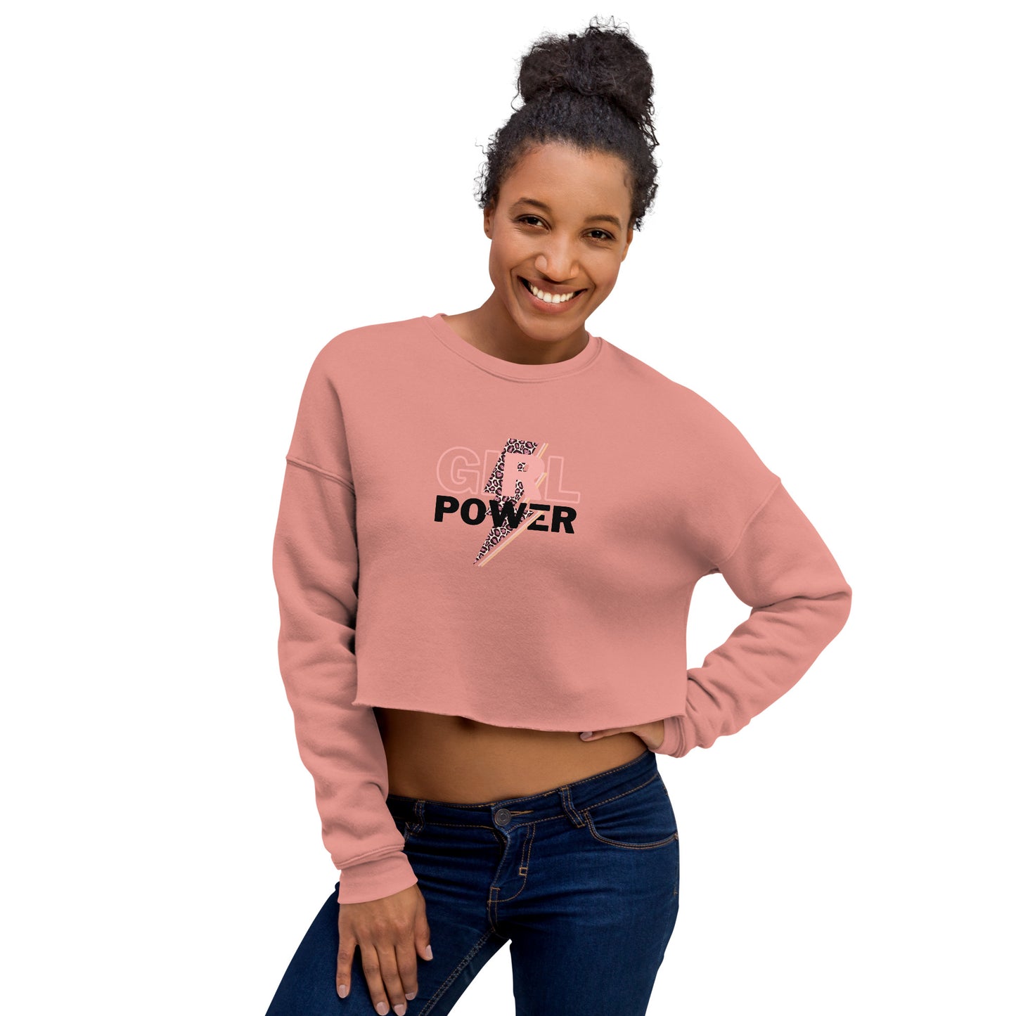 Queenly Girl Power Rebellion Women's Crop Sweatshirt - Mauve - FLAKOUT