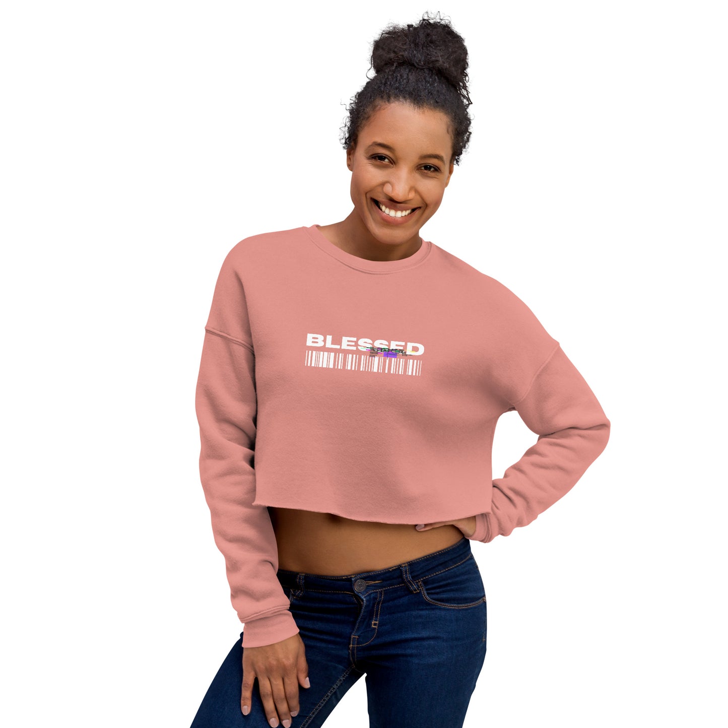 Divine Grace Blessed Women's Crop Sweatshirt - Mauve - FLAKOUT