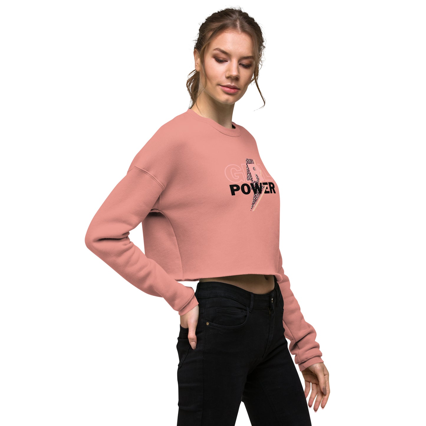 Queenly Girl Power Rebellion Women's Crop Sweatshirt - Mauve - FLAKOUT