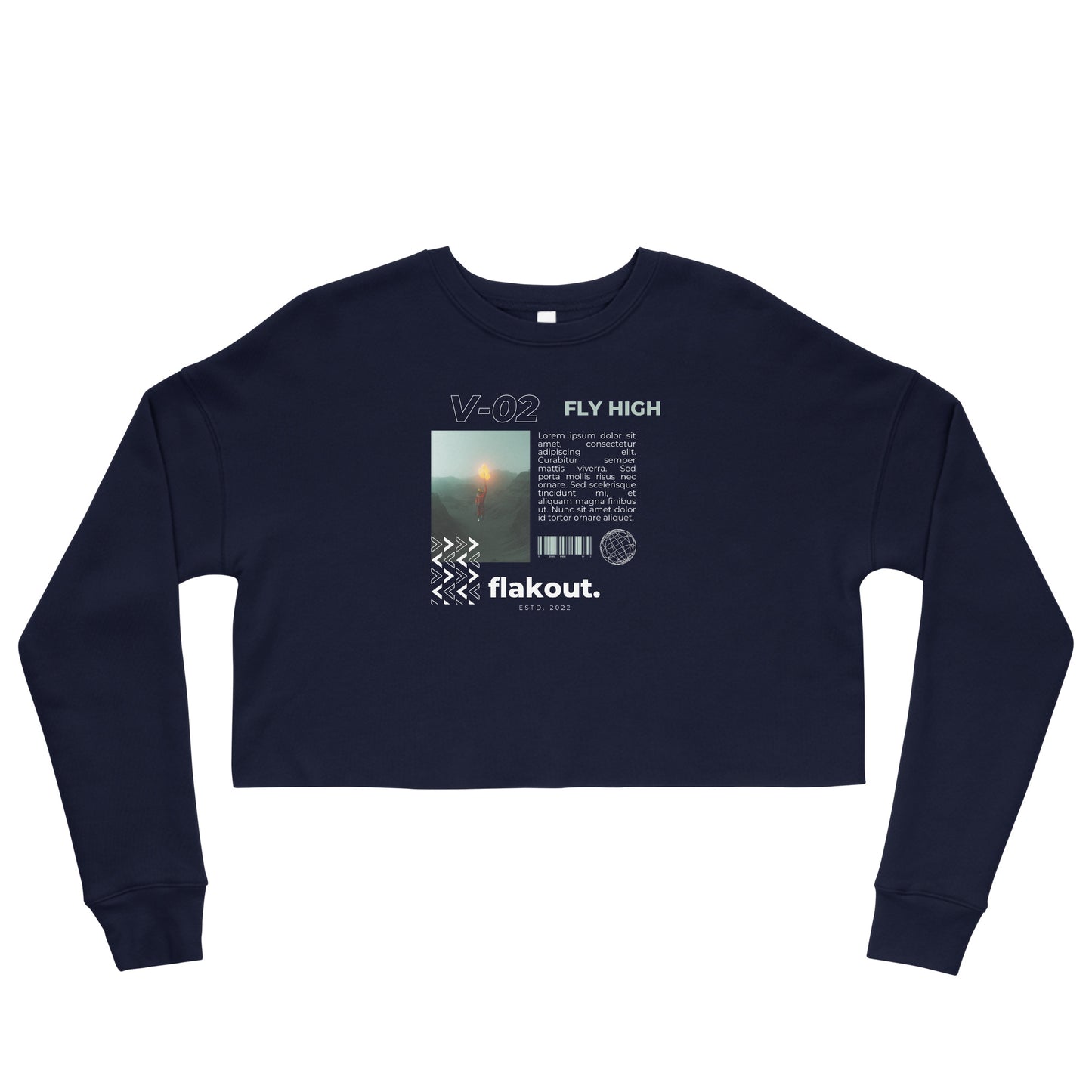 Fly High Voyager Women's Crop Sweatshirt - Navy - FLAKOUT