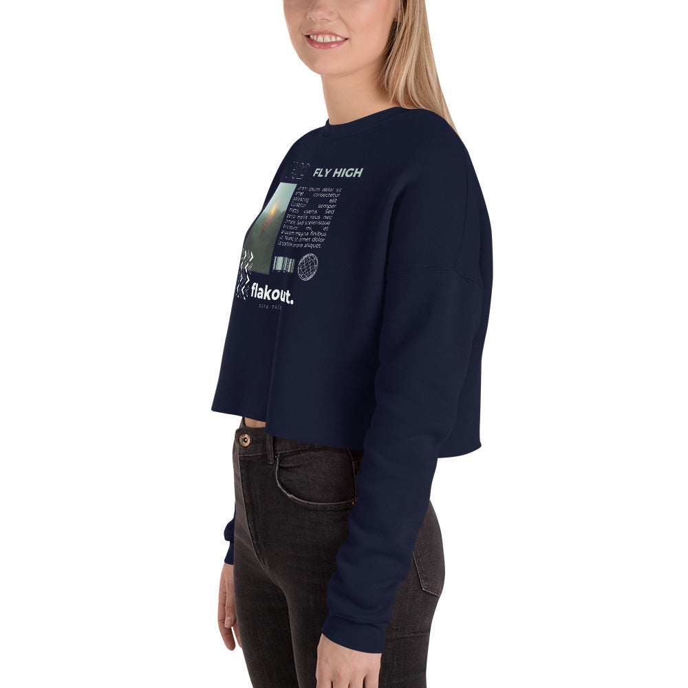 Fly High Voyager Women's Crop Sweatshirt - Navy - FLAKOUT