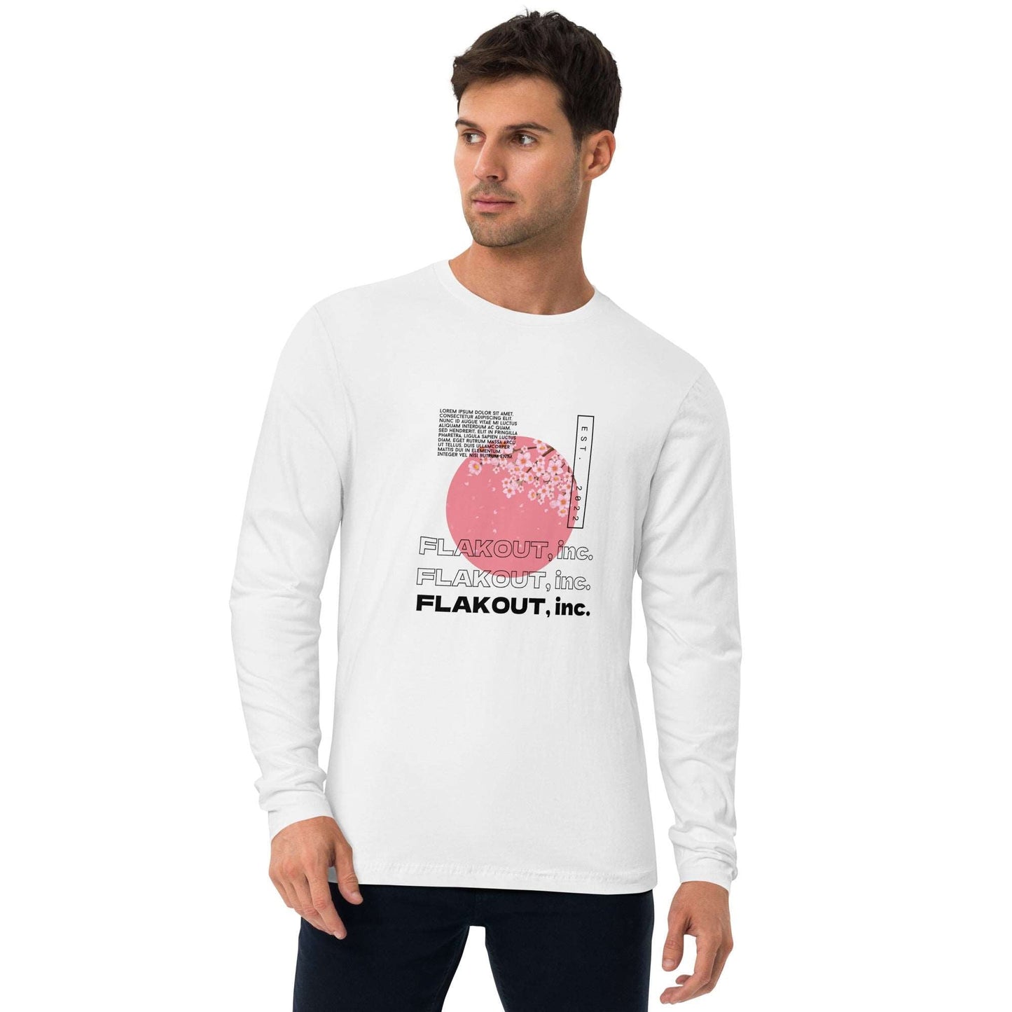 Zen Blossom Long Sleeve Fitted Crew Neck Tee - FLAKOUT