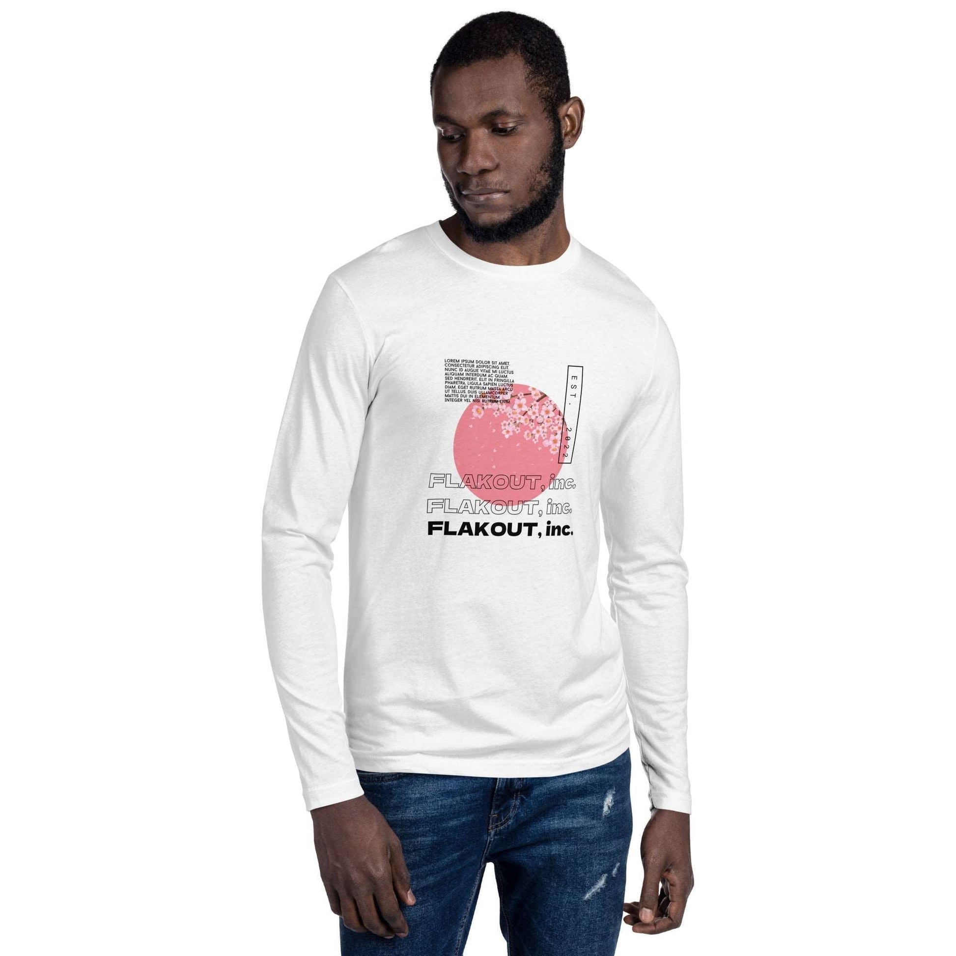 Zen Blossom Long Sleeve Fitted Crew Neck Tee - FLAKOUT