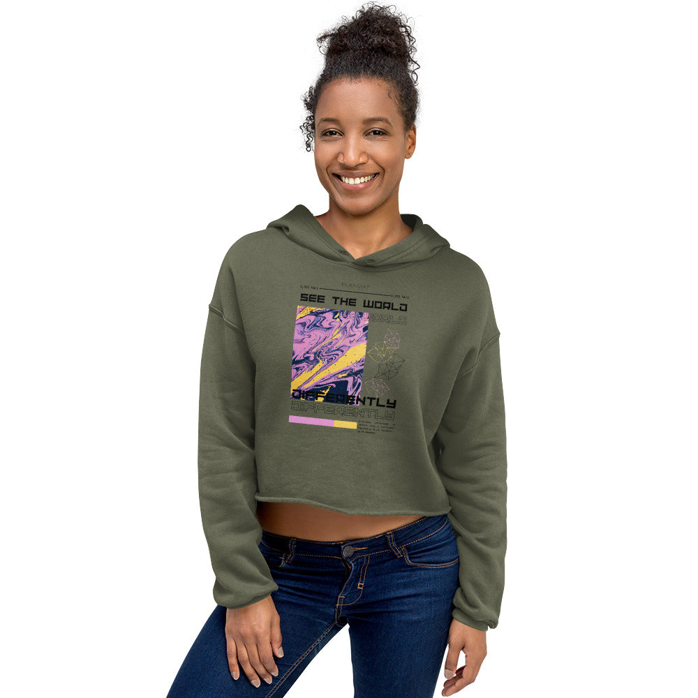 Divergent Horizon See The World Differently Women's Crop Hoodie - FLAKOUT