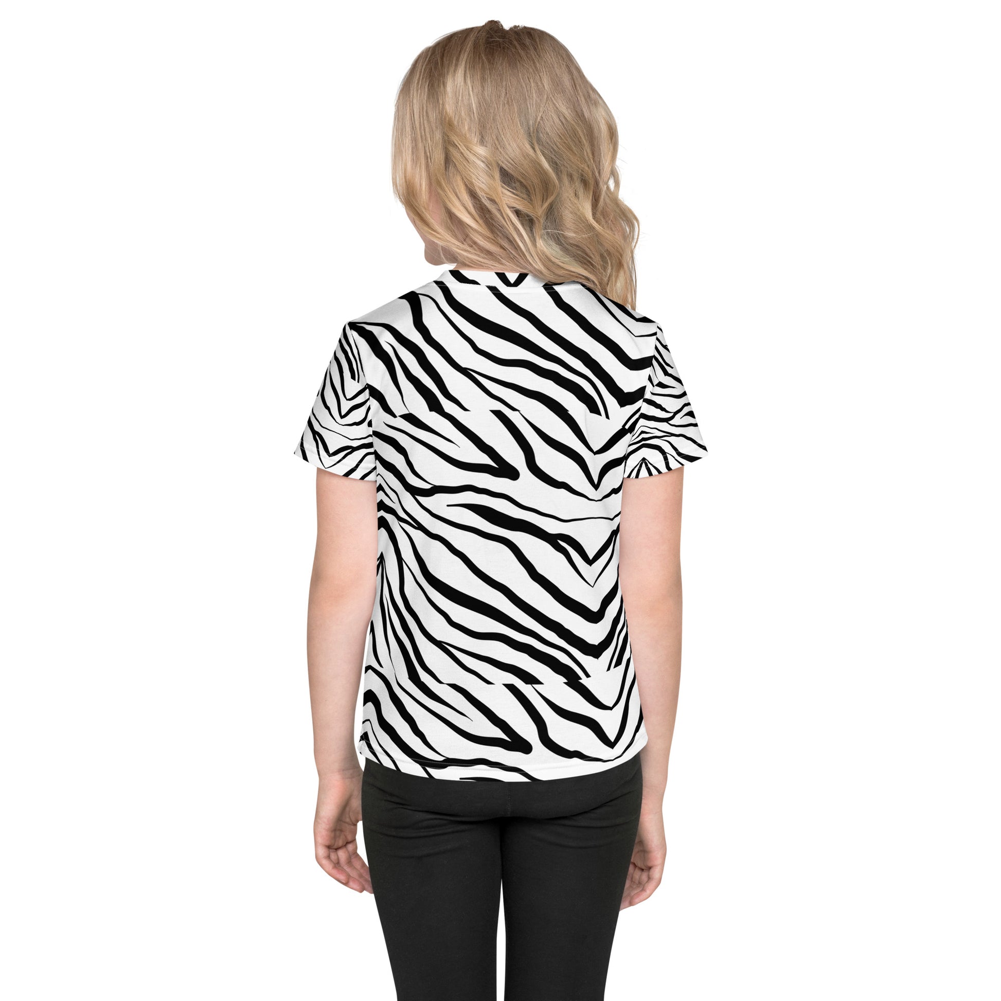 Striped Zebra Vibrance Kid's Crew Neck T-shirt - FLAKOUT