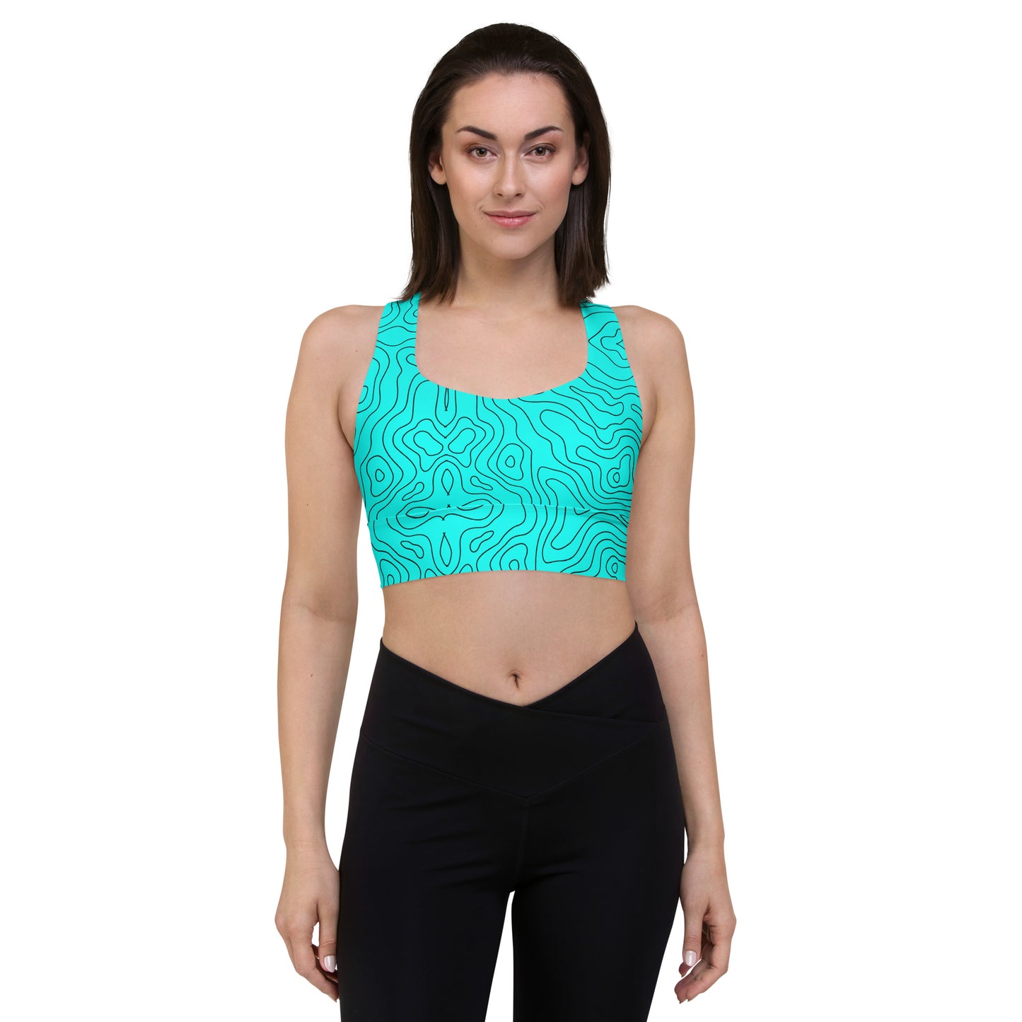 Blue Abyss Women's Longline Sports Bra - FLAKOUT